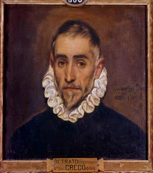 Ritratto di un gentiluomo. Dipinto di Domenikos Theotokopoulos detto El Greco (1604). Madrid, Museo del Prado