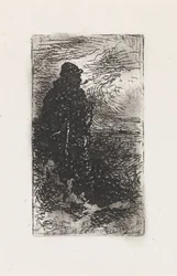 Pescatore in piedi con pipa