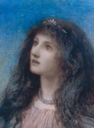 Testa di una giovane ragazza di notte