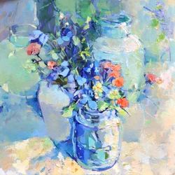 Vasi colorati con fiori