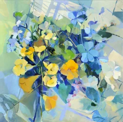 Mazzo di fiori giallo e blu