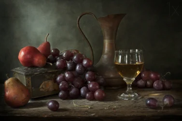 Tavola con natura morta autunnale