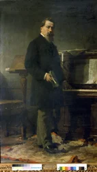 Amilcare Ponchielli (1834 - 1886). Compositore italiano. Dipinto di Eleuterio Pagliano