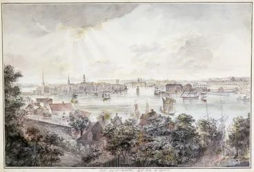 Una vista di Stoccolma da Soder con il Palazzo Reale, Storkyrkan, Riddarholmskykan e Tskakykan