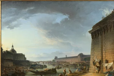 Veduta di Parigi dalla banchina sotto il Pont Neuf