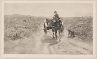 Paesaggio con carro trainato da cavalli