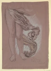 Disegno, studio del panneggio della "Fortuna", 1877 ca.