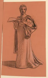 Disegno, studio per la figura del "Corteo nuziale", 1872 ca.