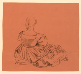 Studio di una donna seduta in costume