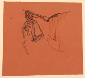 Studio per mani che tengono un libro aperto con drappeggio di abbigliamento