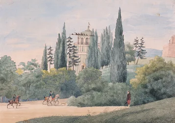 Cavalieri in un paesaggio italiano