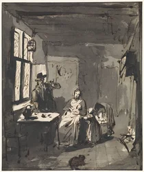 Interno con scena familiare