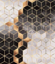Cubi di marmo dorato astratti