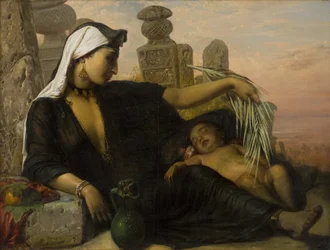 Una donna fellah egiziana con il suo bambino