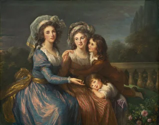 La Marchesa de Pezay e la Marchesa de Rougé con i Suoi Figli Alexis e Adrien
