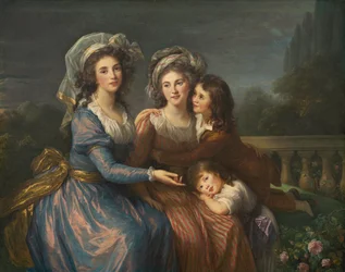 La marchesa di Pezay e la marchesa di Rougé con i figli Alexis e Adrien