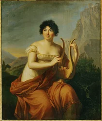 Ritratto di Germaine Necker, Mme. de Stael ... (olio su tavola)