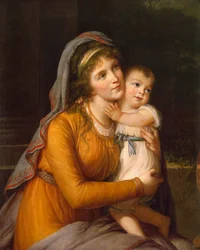 Ritratto della baronessa Anna Sergeyevna Stroganova 1765-1824 con suo figlio, c. 1800