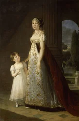 Ritratto di Carolina Bonaparte 1782-1839, Regina di Napoli e Sicilia, con sua figlia, Letizia, 1807