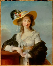 Ritratto di Yolande Gabrielle Martine de Polastron, duchessa di Polignac (1749-1793), con il cappello di paglia, 1782, 0,92 x 0,73 m