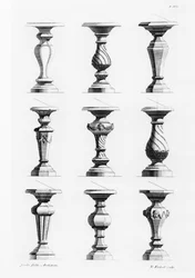 Piedistalli, da Un Libro di Architettura, di James Gibbs (1682-1754), pubblicato 1739