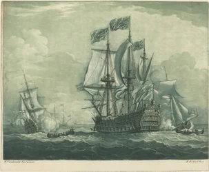 Scena di navigazione con nave da guerra, 1720s
