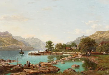 Paesaggio con montagne sul Lago Maggiore