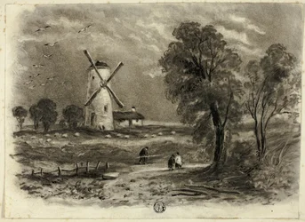 Paesaggio con mulino a vento