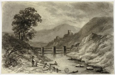 Torrente di montagna con barca