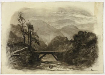 Torrente di montagna con piccolo ponte II