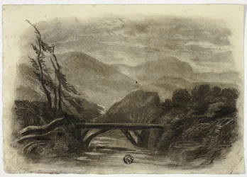 Ruscello di montagna con piccolo ponte I