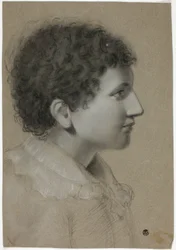 Profilo di giovane con capelli ricci
