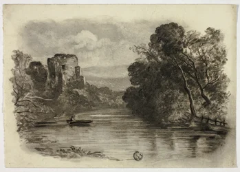 Fiume con rovina del castello e barca II