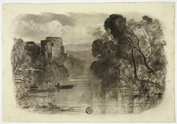 Fiume con rovina del castello e barca I