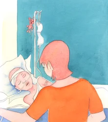Una madre con un figlio gravemente malato continua ad amarla, 2005 (acquerello su carta)