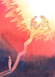Una persona che, per amore di Dio, ama e serve il suo prossimo, cammina su una strada difficile verso il Cielo, con salite ripide