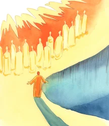 Tutte le anime del Purgatorio si uniscono alle nostre preghiere, mentre lodiamo il Padre, attraverso Cristo, nello Spirito, durante la Messa, 2005 (acquerello su carta)