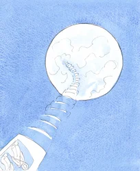 Un astronauta che guarda indietro verso la terra che ha lasciato può vedere le cose nella loro giusta prospettiva, vedendo ciò che era importante per il volo e ciò che ha causato inutili preoccupazioni, 2005 (acquerello su carta)