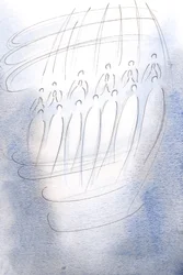 Gli angeli circondavano il santuario, pregando sotto la luce del Cielo