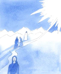 Come il mio cuore soffre ora, mi disse Cristo, così soffriva il suo cuore quando, durante la sua vita terrena, vedeva le persone ignorare le sue sagge parole e rifiutarsi di seguire la Via del Paradiso, 2005 (acquerello su carta)