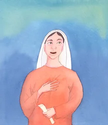 Possiamo immaginare che la Beata Vergine Maria non sapesse quando suo figlio era risorto dai morti Lo sapeva, al momento del suo risveglio, mentre sperimentava nel proprio cuore la sua beatitudine e la sua gloria, 2005 (acquerello su carta)