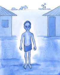 Cristo ci chiede di parlare non solo delle cause immorali della povertà, ma anche di ogni tipo di immoralità sessuale e di castità, che mettono in pericolo le anime", 2004 (acquerello su carta).