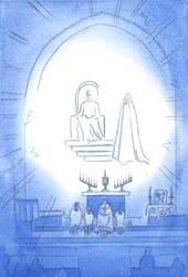 Cristo è intronizzato sopra di noi, nella gloria, alla nostra Novena e Benedizione, che è come una festa celeste. La nostra madre Maria è gioiosamente vicina, 2002