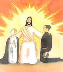 Cristo ha promesso enormi ricompense a tutti coloro che lasceranno "case, terre o figli" per amore Suo, 2005 (acquerello su carta)