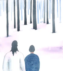 Cristo mi ha mostrato una distesa di terra davanti a me, come un fondo di foresta coperto di neve, 2005 (acquerello su carta)