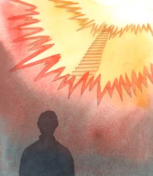 Cristo a volte ci fa intravedere il cammino verso il cielo, 2005 (acquerello su carta)