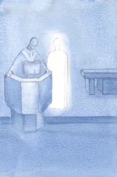 Cristo stava accanto al sacerdote che leggeva il Santo Vangelo a tutti noi, che era la parola di Cristo.