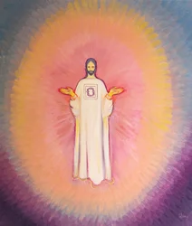 Cristo Sommo Sacerdote appare in maestà, con la sua veste che porta l