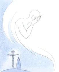 A Dio non "piace" vederci soffrire, così come a Dio Padre non è piaciuto vedere suo Figlio soffrire sulla terra, 2004 (acquerello su carta)