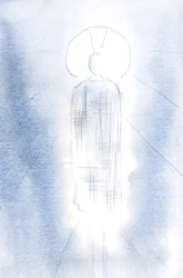 Stava in maestà, in un manto reale, con la testa circondata di luce, 2001